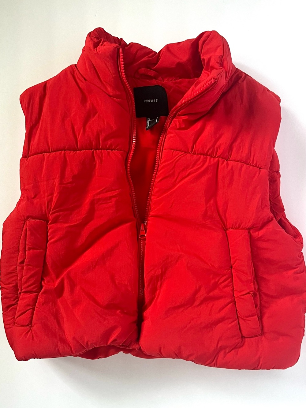 Forever 21 Bright Red Quilted Puffer Vest